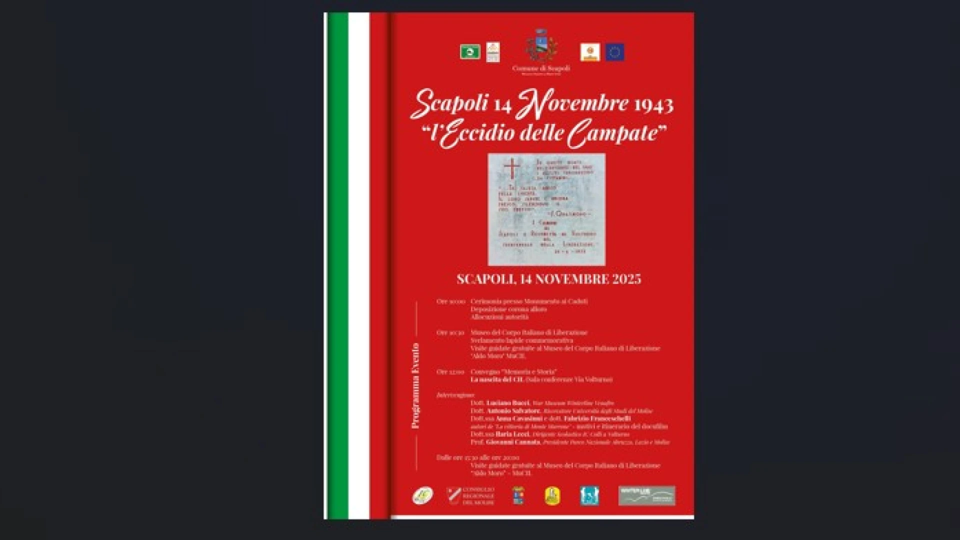 Il comune di Scapoli ricorda il 14 novembre del 1943 e l’Eccidio delle Campate. Programmata una cerimonia in paese.